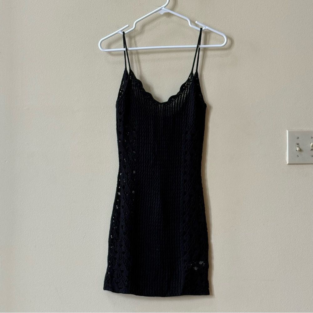 Misguided Black Crochet Mini Dress